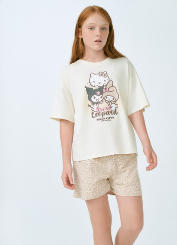 Футболка с принтом Hello Kitty для девочек, Белый