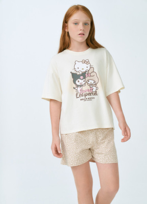 Футболка с принтом Hello Kitty для девочек, Белый