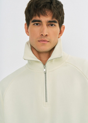 Толстовка с воротником-стойкой на молнии, Белый