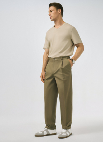 Брюки из твила, Бежевый