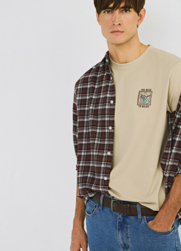 Футболка с арт-вышивкой, Бежевый