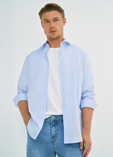 Рубашка из эластичной ткани, Голубой