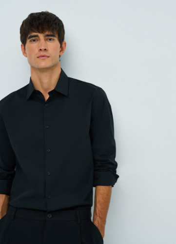 Рубашка из эластичной ткани, Черный