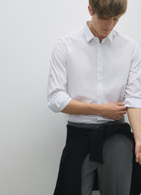 Рубашка из поплина в полоску, Белый