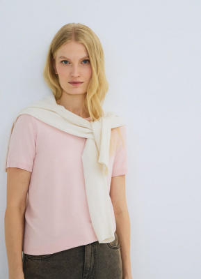 Базовый джемпер с коротким рукавом, Розовый