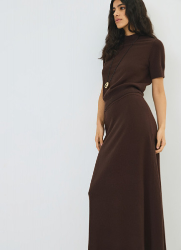 Вязаная юбка-трапеция, Коричневый