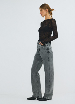 Прямые джинсы с акцентными карманами, Серый