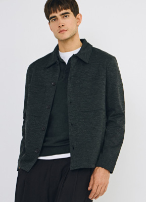 Куртка-рубашка из структурного трикотажа, Серый