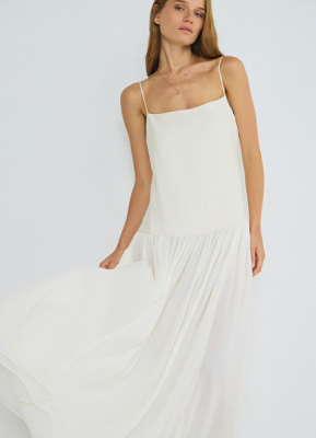 Платье А-силуэта на тонких бретелях, Бежевый