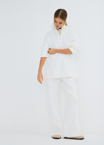 Вязаные широкие брюки, Белый