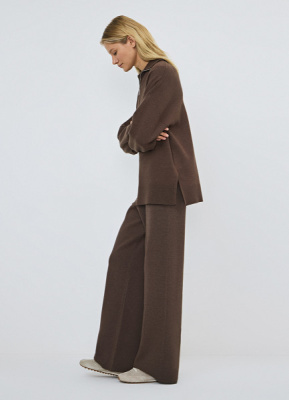 Вязаные широкие брюки, Коричневый