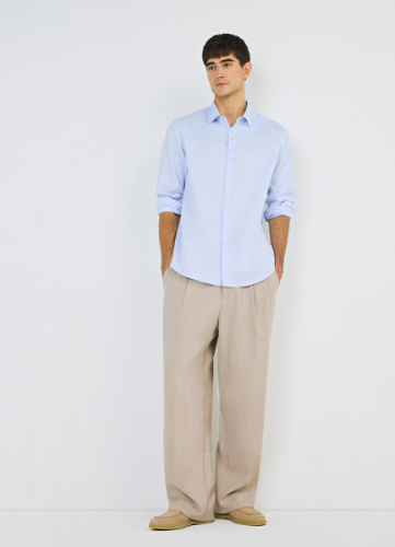 Рубашка из структурной ткани, Голубой
