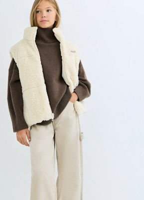 Утеплённый двусторонний жилет для девочек, Бежевый