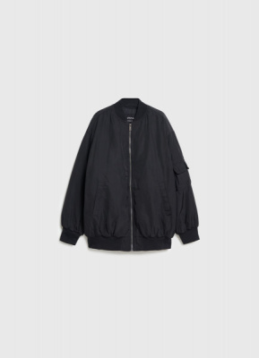 Бомбер оверсайз для девочек, Черный