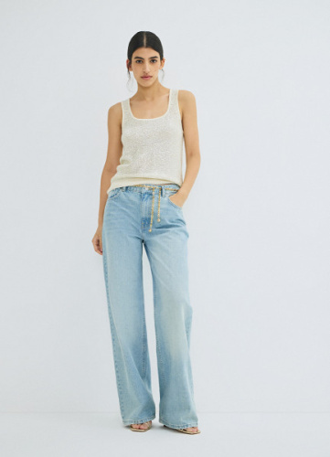 Джинсы с ремнём-цепочкой, Голубой