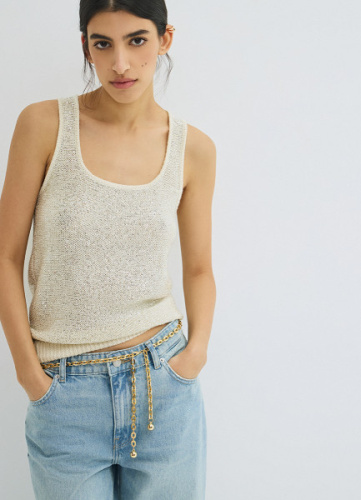 Вязаная майка с пайетками, Серебряный