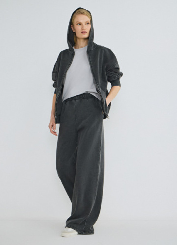 Широкие брюки с эластичным поясом, Серый