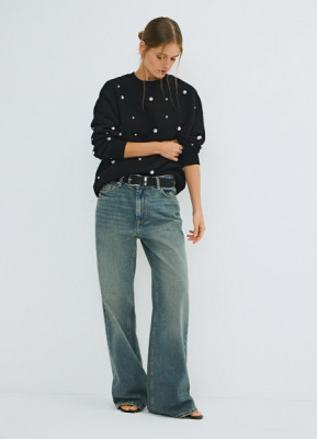 Свитшот с декоративными заклёпками, Черный