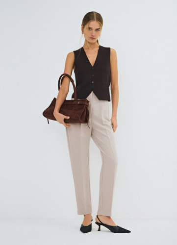 Зауженные книзу брюки, Бежевый