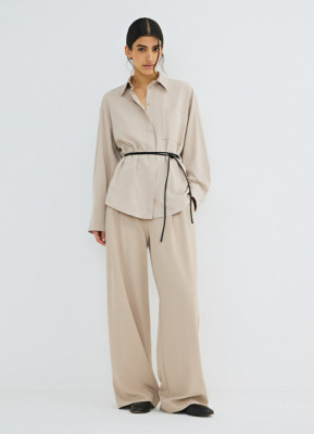 Широкие брюки с эластичным поясом, Бежевый