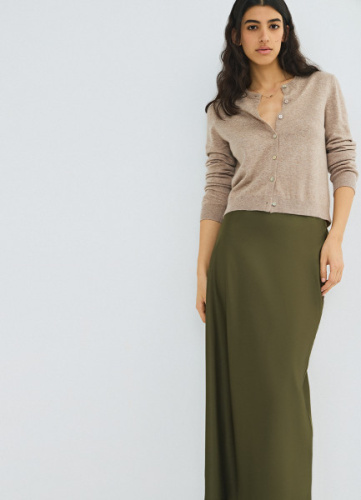 Юбка А-силуэта из сатина, Зеленый