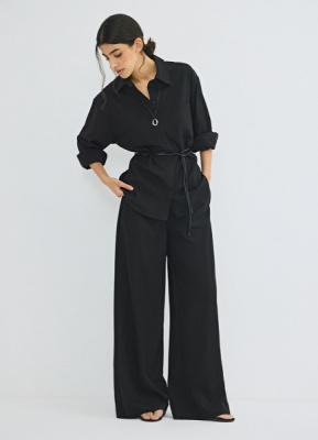 Широкие брюки с эластичным поясом, Черный