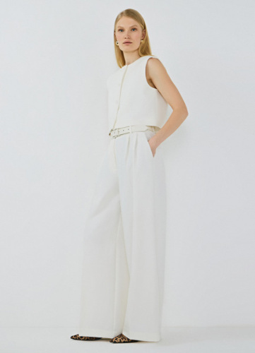 Широкие брюки со складками, Белый