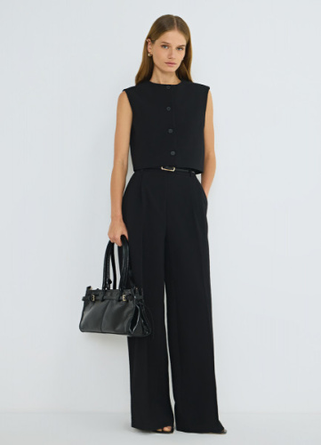 Широкие брюки со складками, Черный