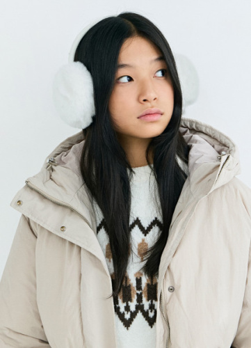 Меховые наушники для девочек, Белый