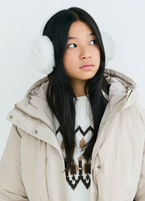 Меховые наушники для девочек, Белый