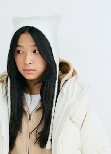 Шапка с ушками для девочек, Белый