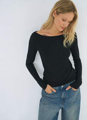 Лонгслив из вискозы, Черный