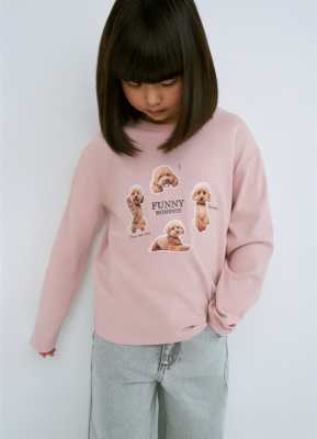 Лонгслив с принтом для девочек, Розовый