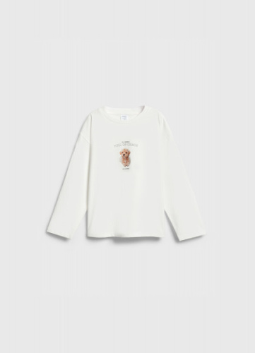 Лонгслив с принтом для девочек, Белый