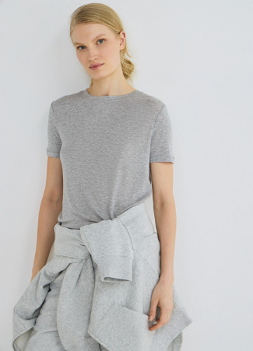 Полупрозрачная футболка в рубчик, Серый