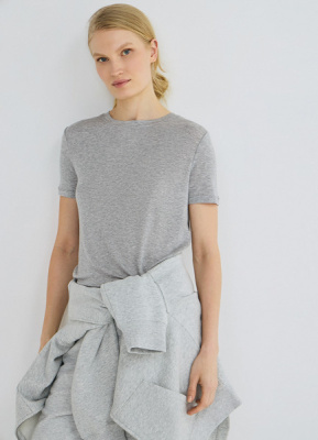 Полупрозрачная футболка в рубчик, Серый