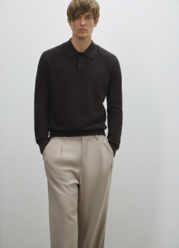 Поло с длинным рукавом, Коричневый