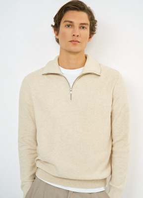 Текстурный джемпер на молнии, Белый