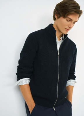 Кардиган на молнии, Синий