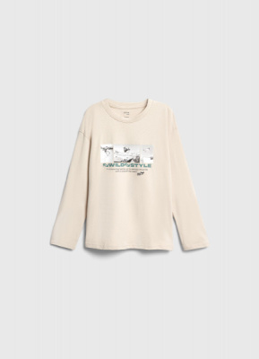 Лонгслив с принтом для мальчиков, Бежевый