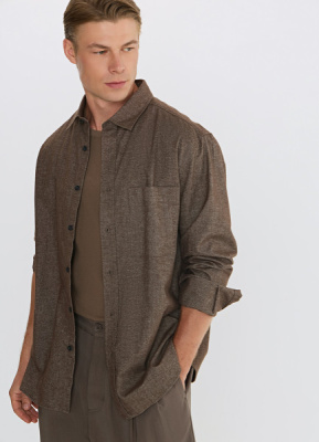 Рубашка с длинным рукавом, Коричневый