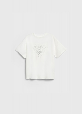 Футболка со стразами для девочек, Белый