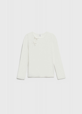 Лонгслив с мини-бантами для девочек, Белый