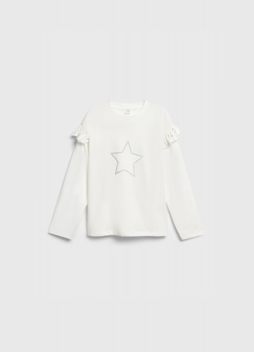 Лонгслив со стразами для девочек, Белый