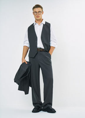 Жилет в полоску O'STIN x Яндекс Книги, Серый