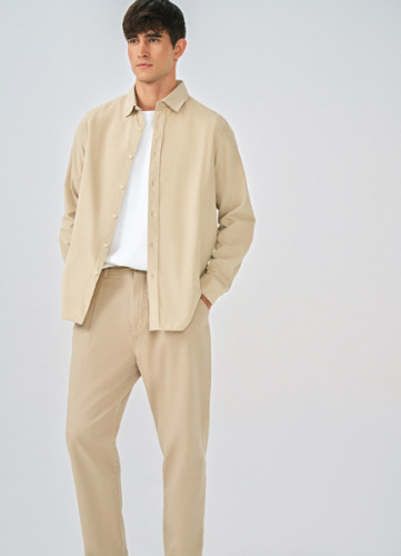 Рубашка из микровельвета, Бежевый