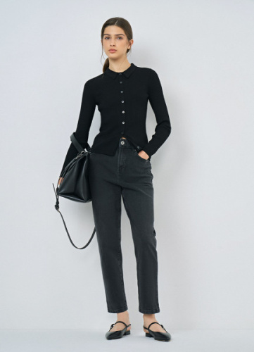 Джинсы Mom с высокой посадкой, Серый