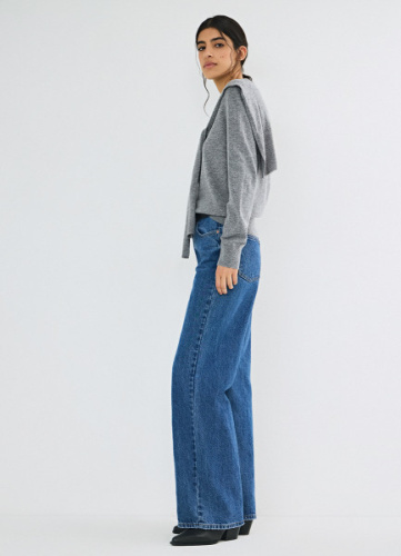 Широкие джинсы с высокой посадкой, Синий
