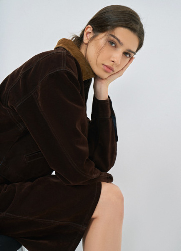 Жакет с бархатным напылением, Коричневый