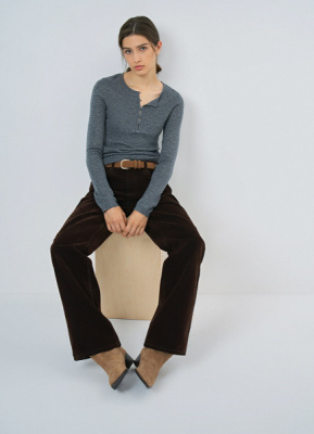 Прямые джинсы с бархатным напылением, Коричневый